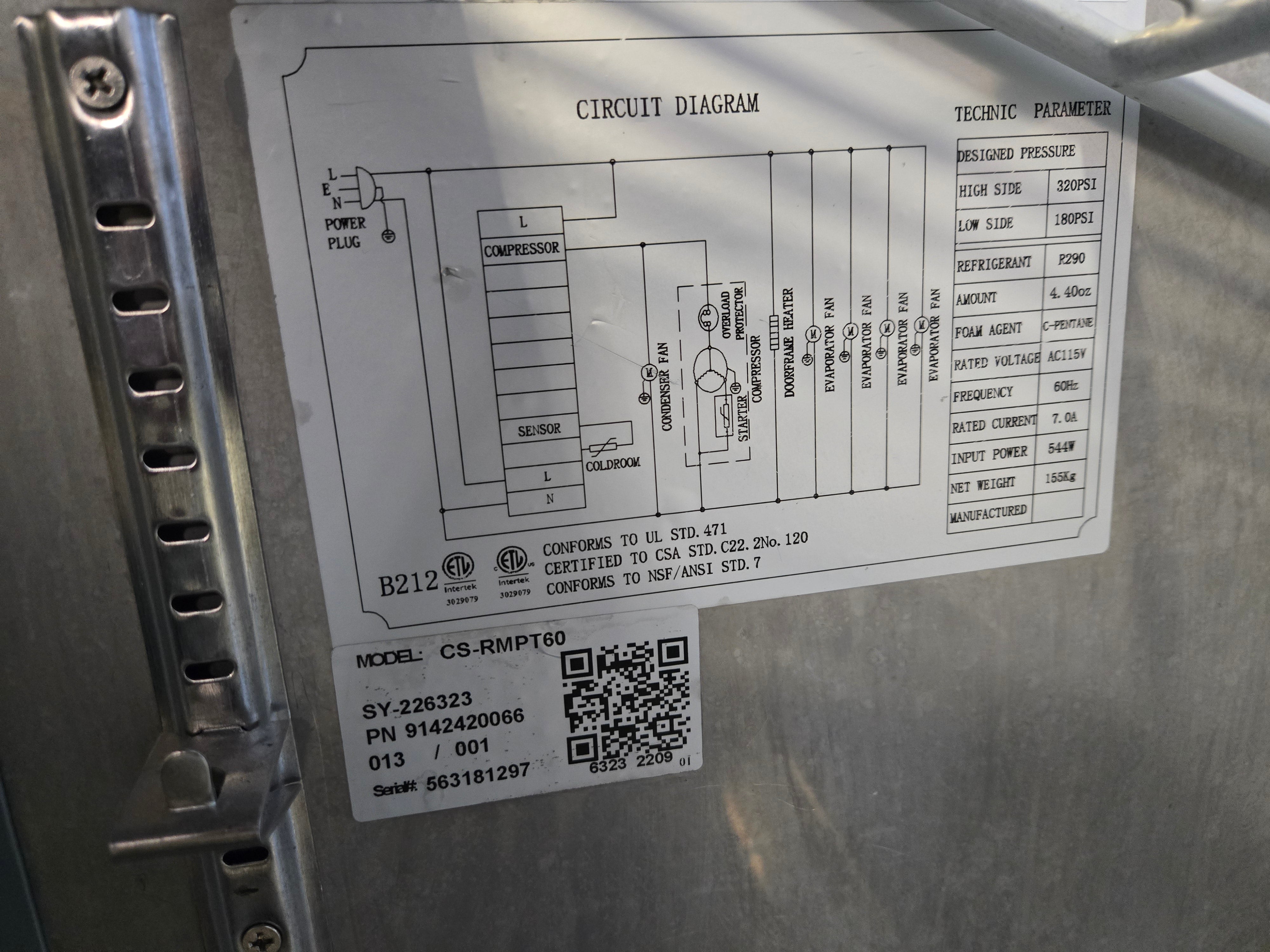 CoolSteel CS-RMPT60 Refrigerated Prep Table
