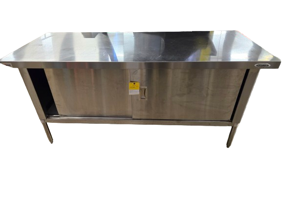 Omcan 24399 30in x 72in Knock-Down Worktable with Cabinet & 3in Overhangs