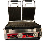 Omcan 19937 Double Panini Grill With Top And Bottom Grooved Grill Surface