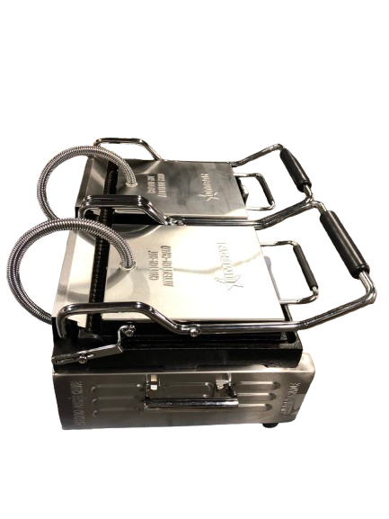 Omcan 19937 Double Panini Grill With Top And Bottom Grooved Grill Surface