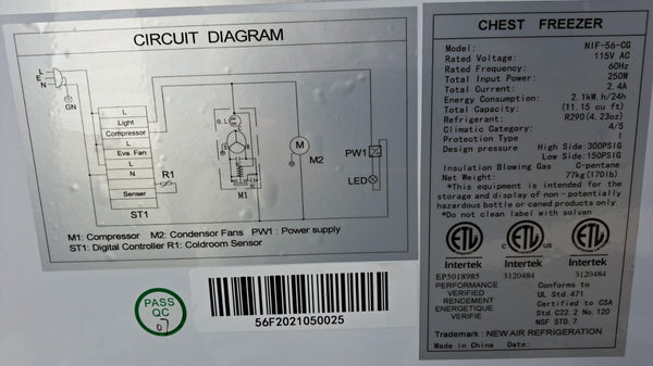 New Air NIF-56-CG 56in Curved Glass Island Freezer