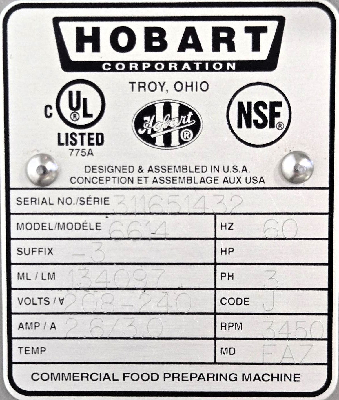 Hobart 6614 Meat Saw