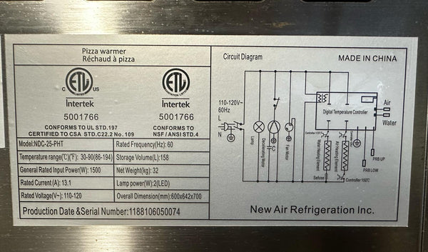 New Air NDC-25-PHT Pizza Warmer