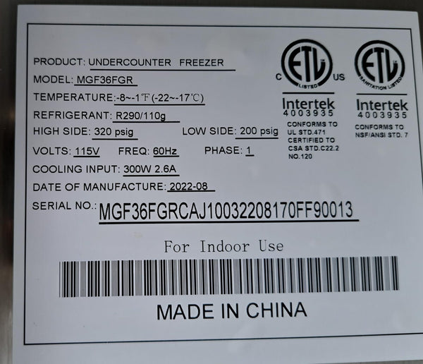 Atosa MGF36FGR Undercounter Freezer