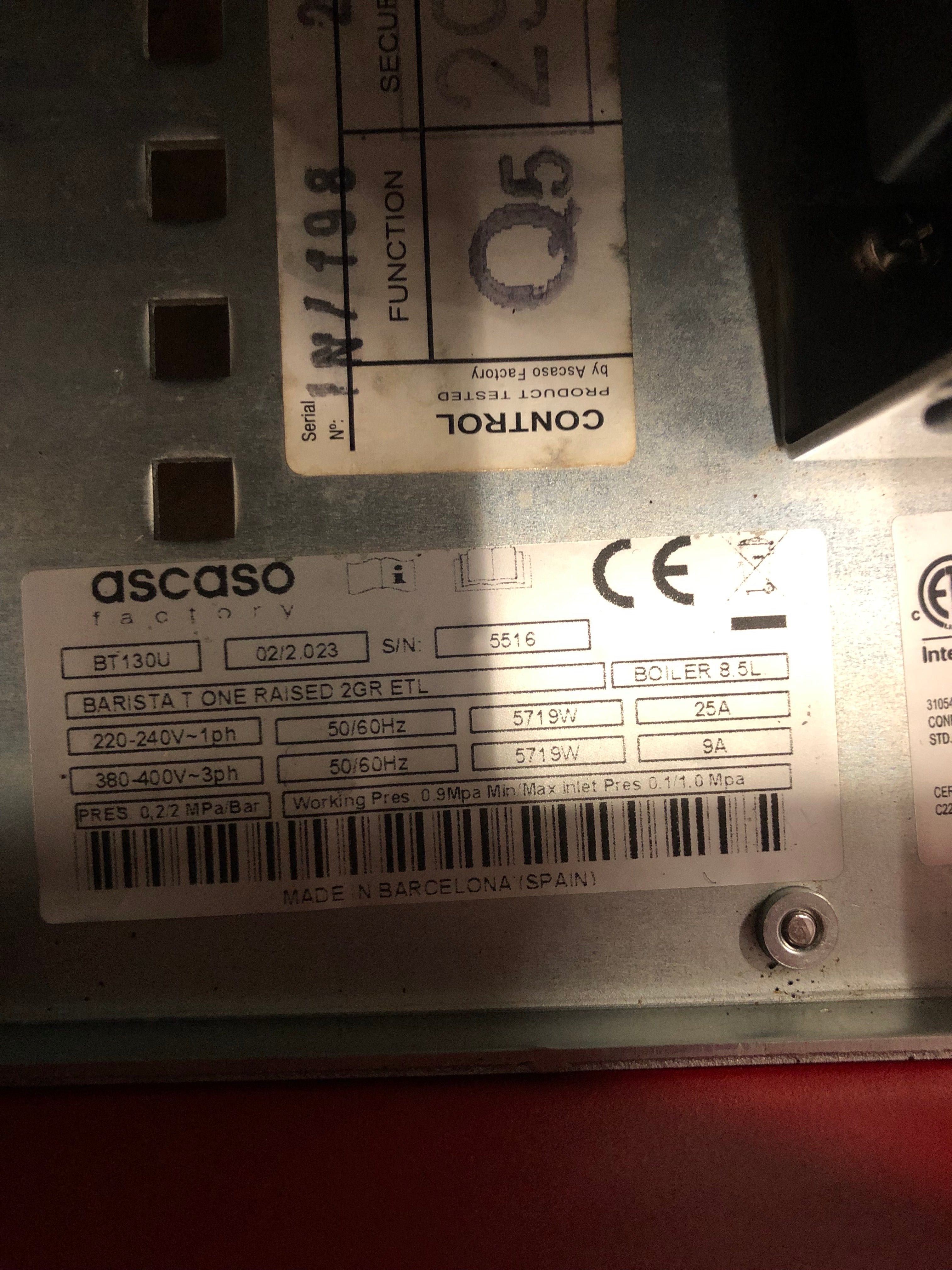 Ascaso Barista T One Raised Espresso Machine