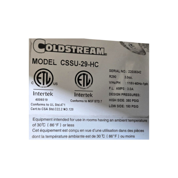 Coldstream CSSU-29-HC  Refrigerated Prep Table - 1 Solid Door - 29 Inch