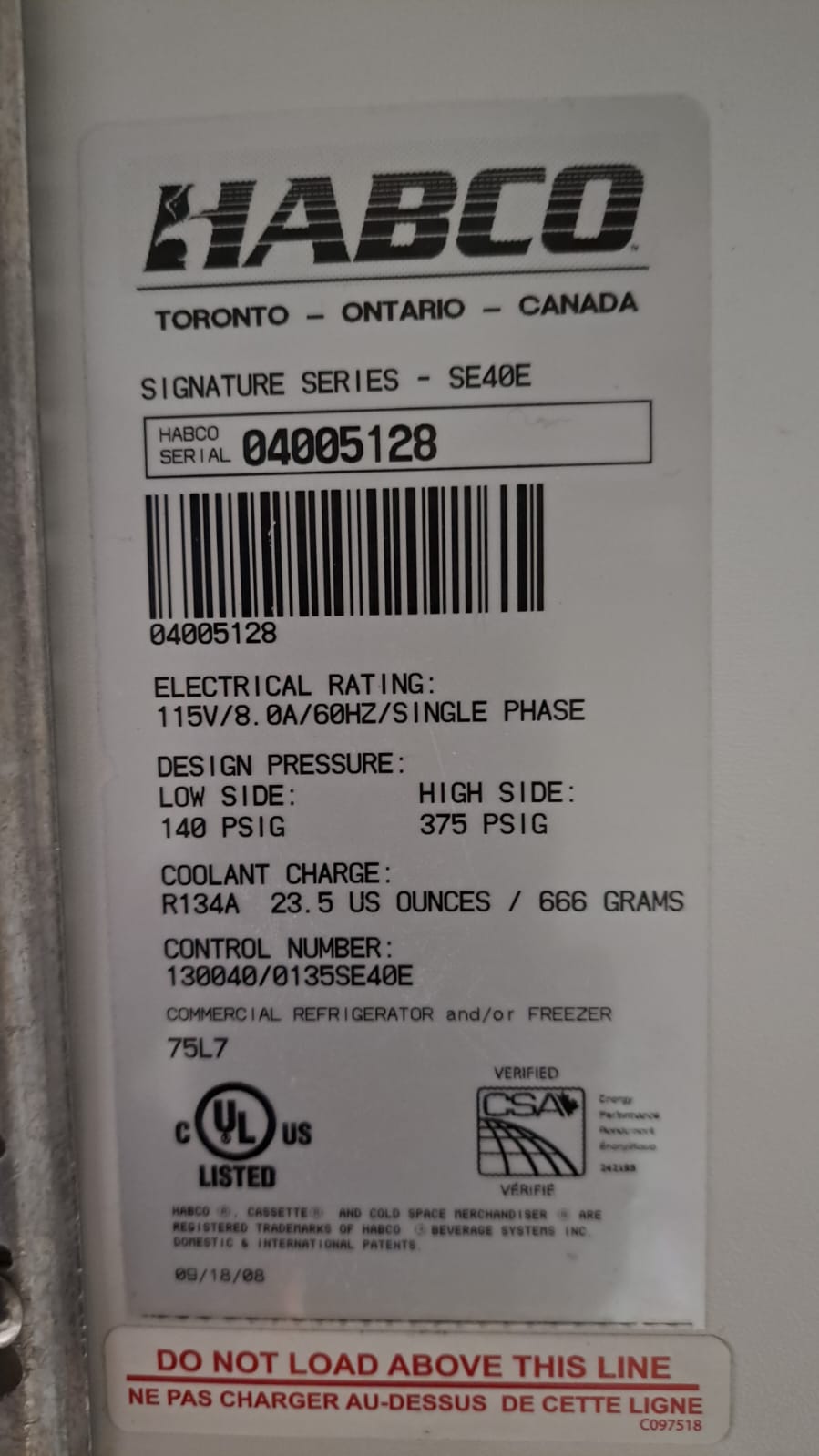 Habco SE40e Double Sliding Glass Door Refrigerator - Cosmetic Damage