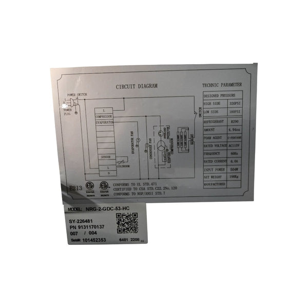 Danair NRG-2-GDC-53-HC Glass Door Refrigerator