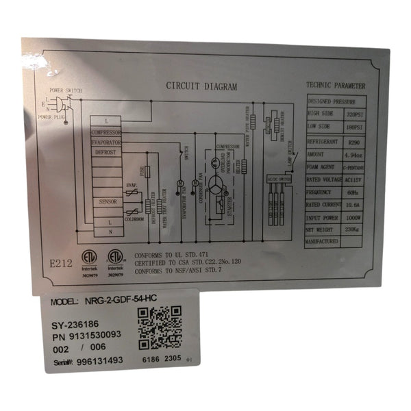 Danair NRG-2-GDF-54-HC - Freezer - Upright - 2 Glass Door - Cosmetic Damage