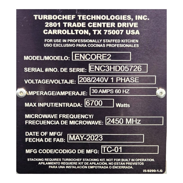 TurboChef Encore-2 High Speed Countertop Oven