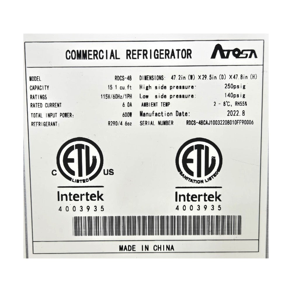 Atosa RDCS-48 Refrigerated Display Case