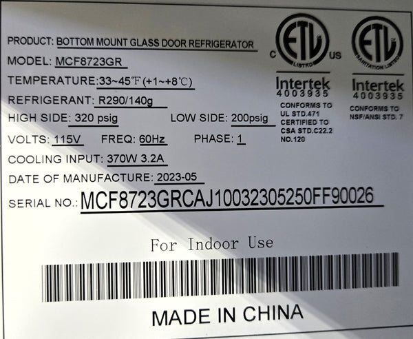 Atosa MCF8723GR Two-Section Refrigerator