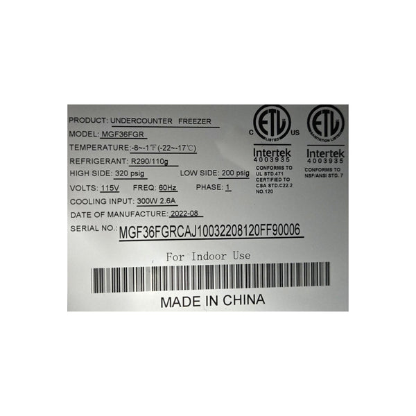 Atosa MGF36FGR Undercounter Freezer - 2 Door - 36''