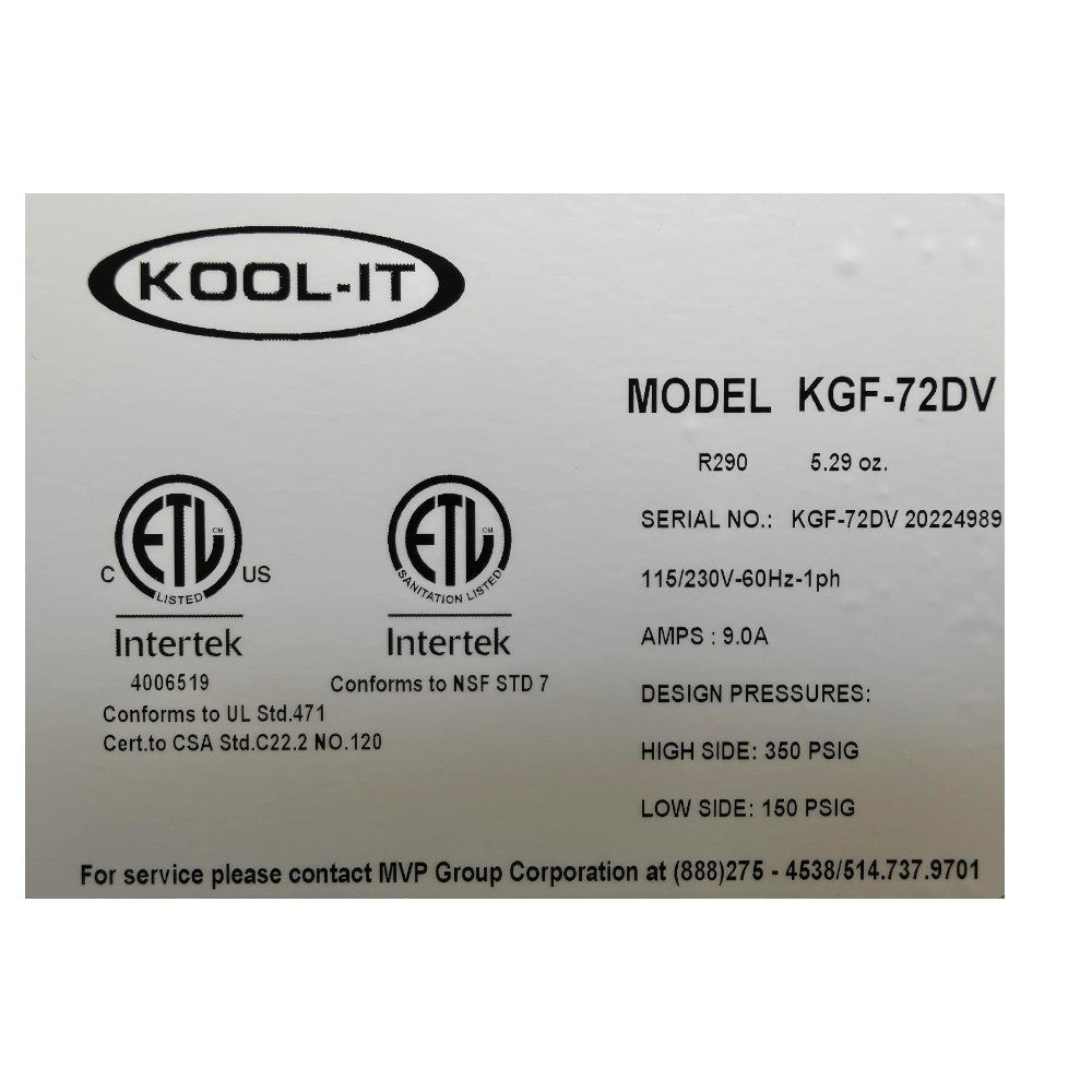 MVP Kool It KGF-72DV 3 Glass Door Freezer