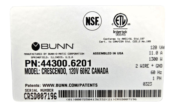 Bunn CRESCENDO Bean to Cup Espresso Machine