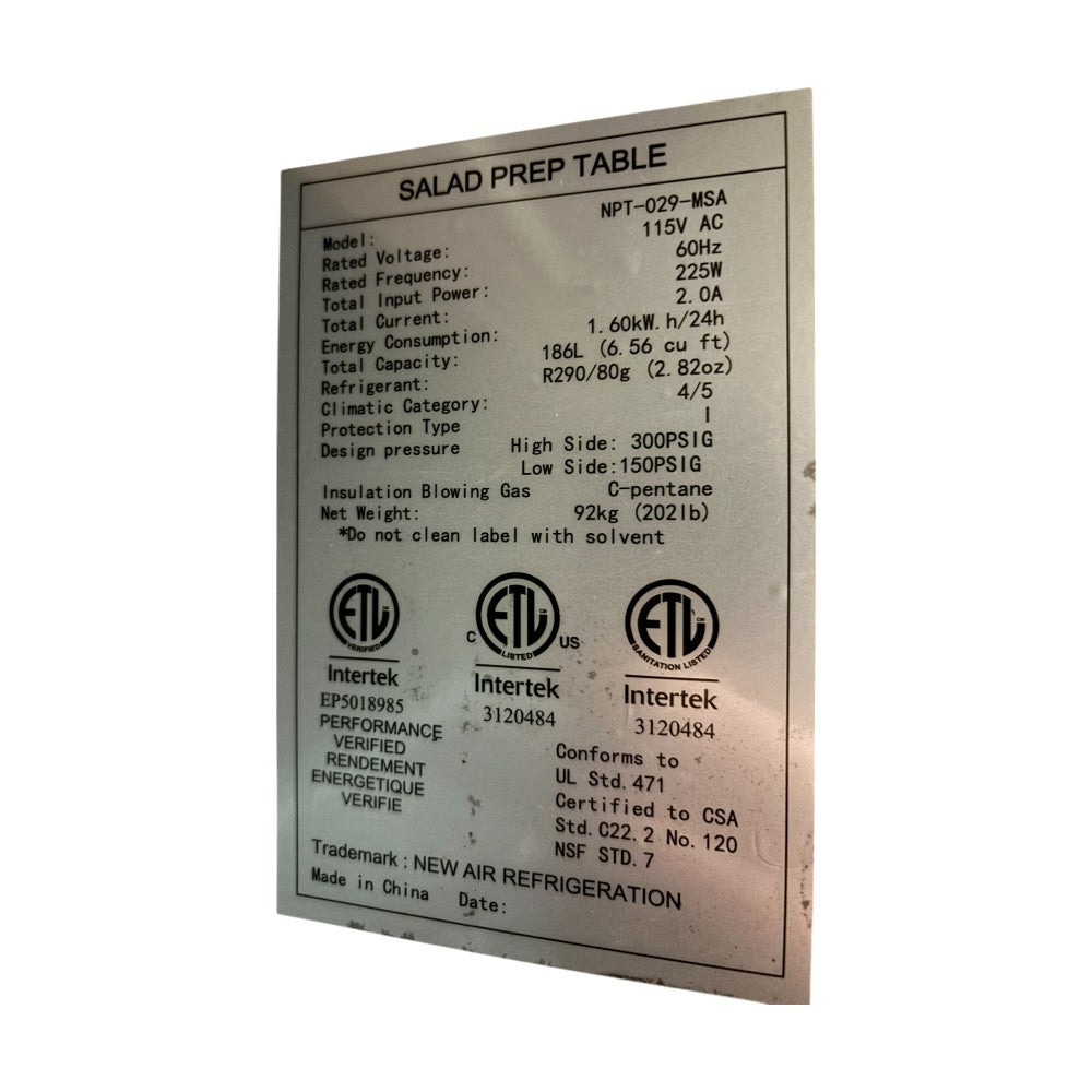 New Air NPT-029-MSA Mega Top Prep Table