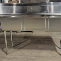 "Omcan 18x21" Three Compartment Corner Drain Pot Sink""