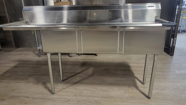 "Omcan 18x21" Three Compartment Corner Drain Pot Sink""