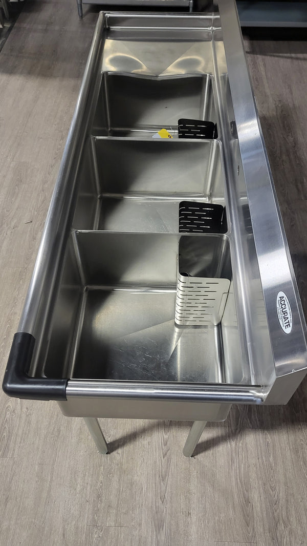 "Omcan 18x21" Three Compartment Corner Drain Pot Sink""