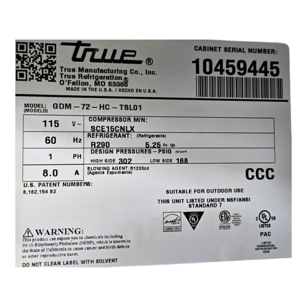 TRUE GDM-72-HC-TSL01 Refrigerated Merchandiser
