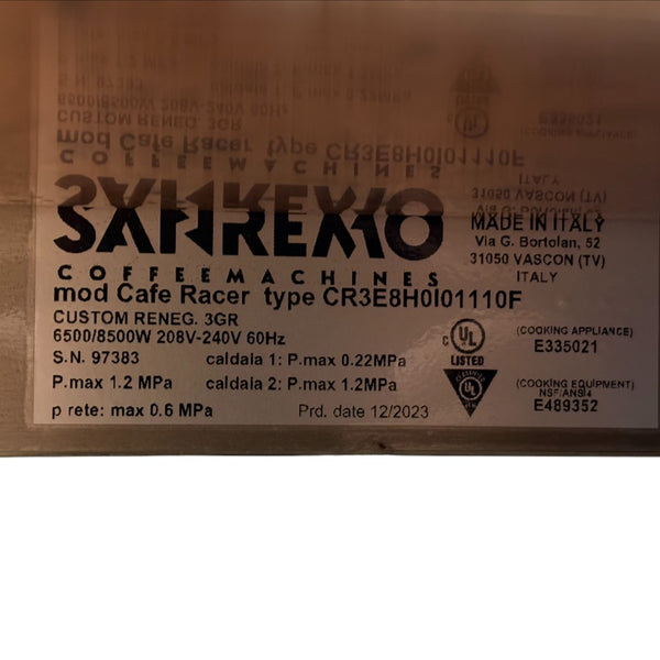 Sanremo Cafe Racer Naked 3 Group Espresso Machine
