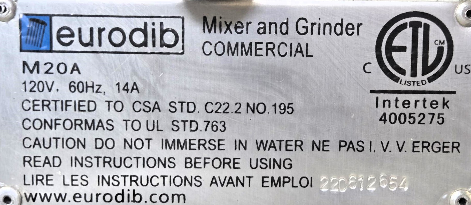 Eurodib M20A Planetary Mixer