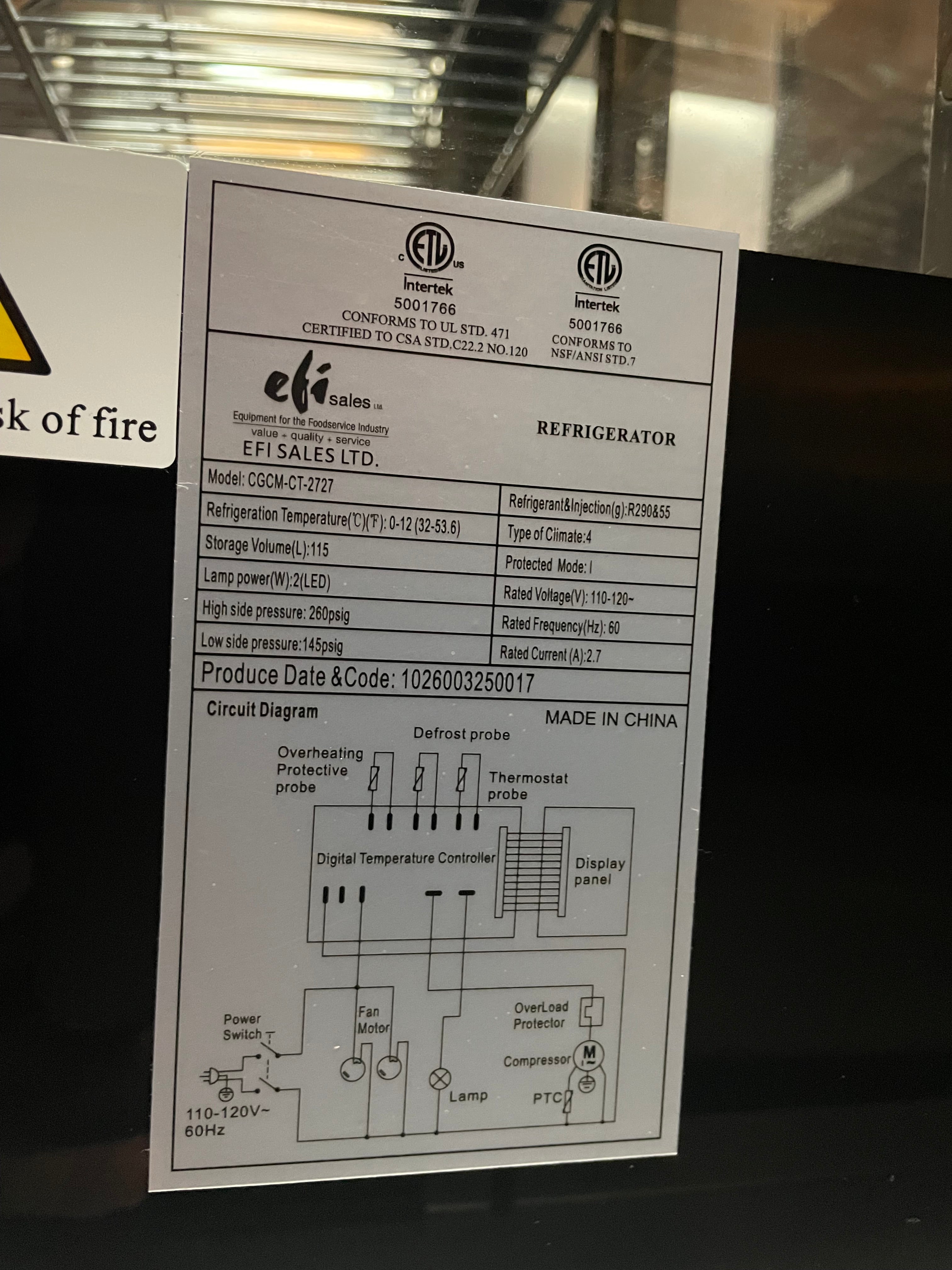 EFI CGCM-CT-2727 Countertop Display Refrigerator
