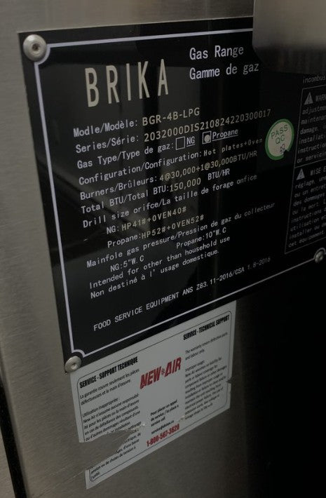 Brika BGR-4B-LPG Range - Propane