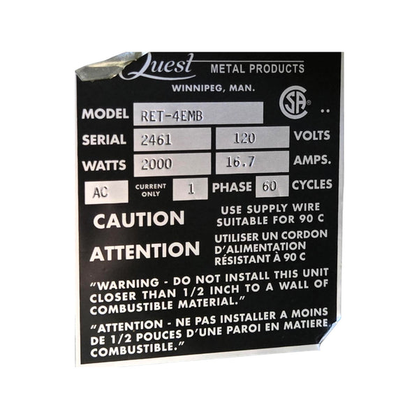 Quest RET-4EMB 4 Well Steam Table