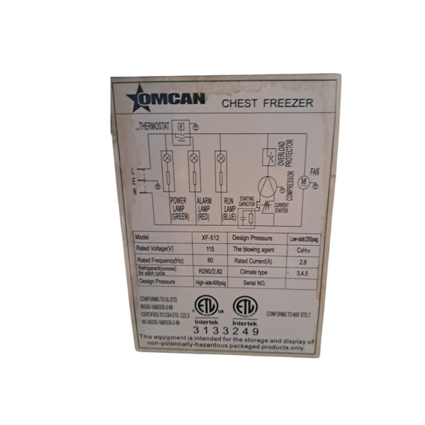 Omcan  46504 Chest Freezer - Solid Door - 60 Inch