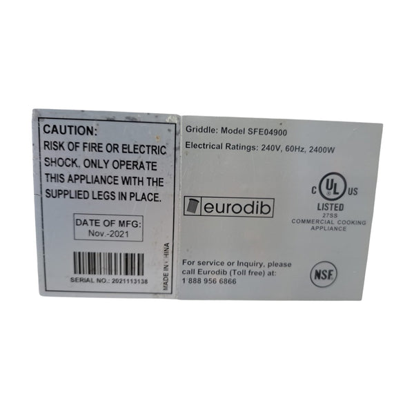 Eurodib SFE04900 Electric Griddle - 24''