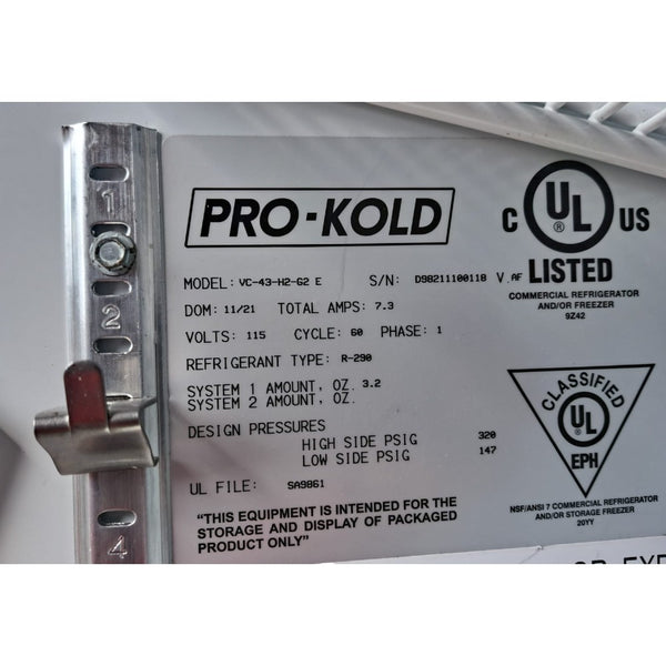 Pro-kold VC-43-H2-62E Merchandiser Cooler - 2 Glass Door - 47 inch