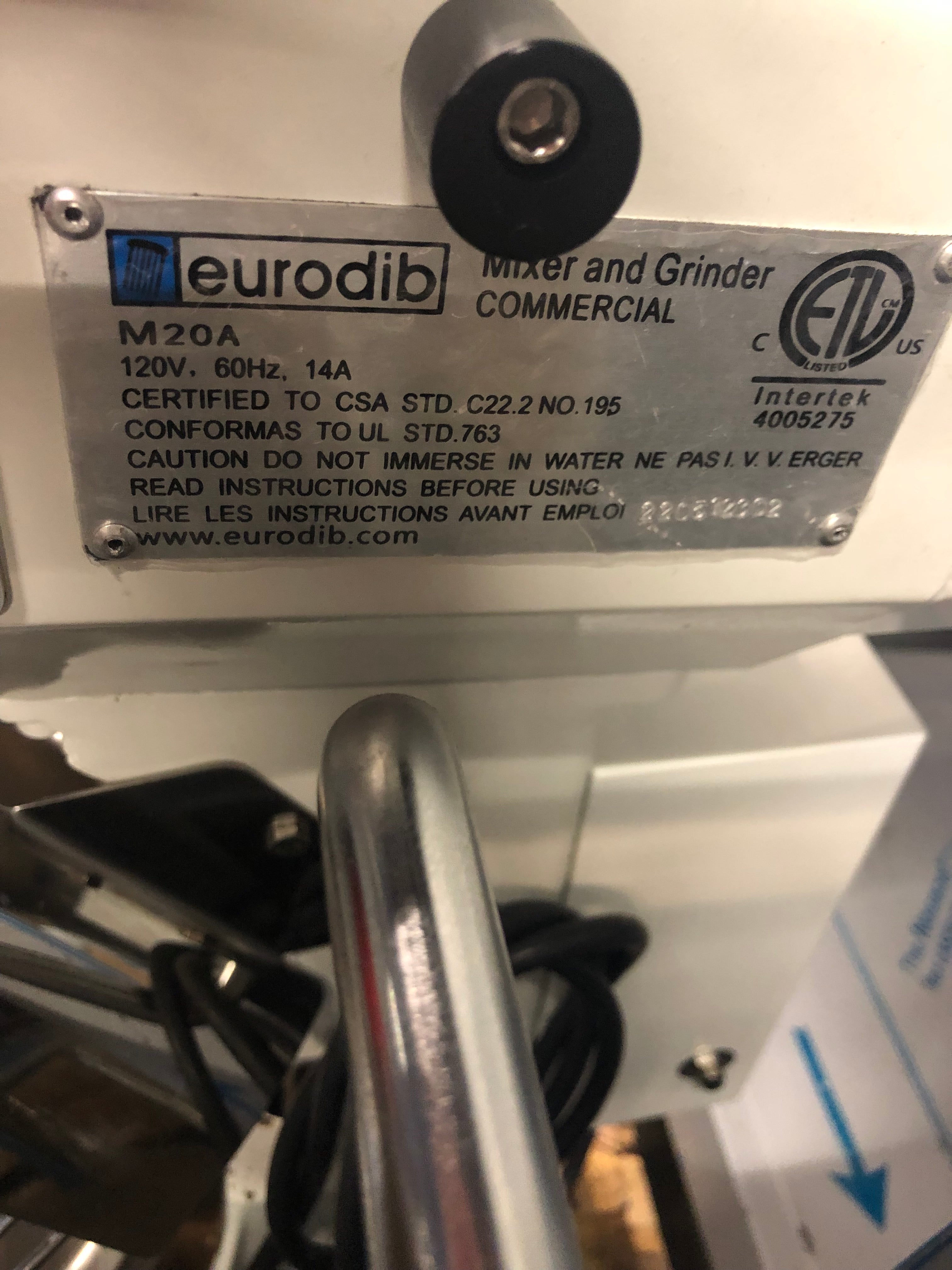 Eurodib M20-ETL 20 Qt Gear Driven Planetary Mixer