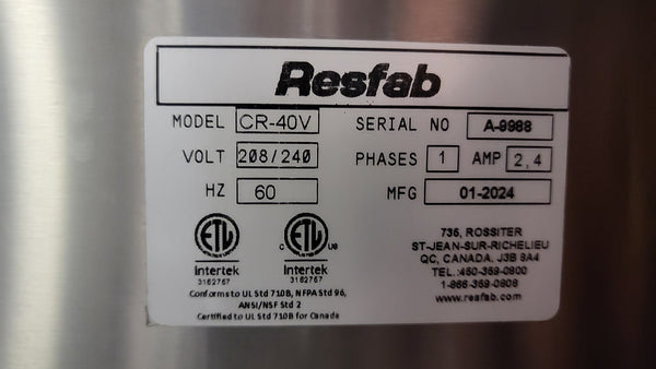 Resfab CR-40FV Ventless Open Fryer