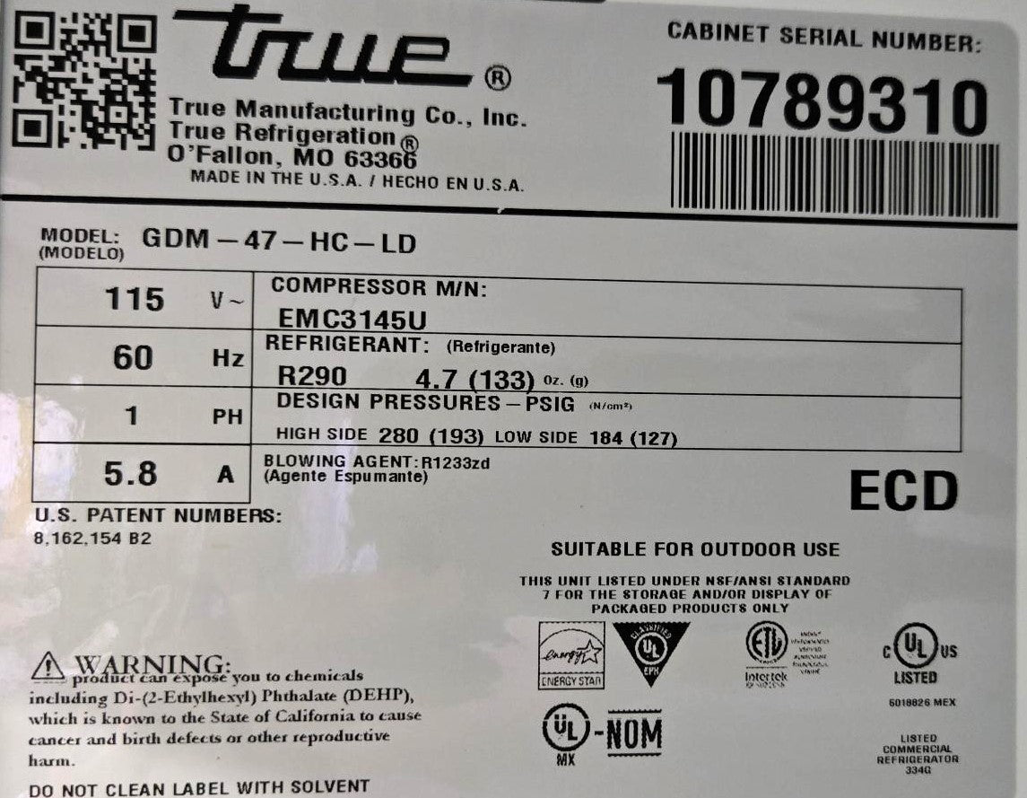 TRUE GDM-47-HC-LD 2 Section Refrigerated Merchandiser