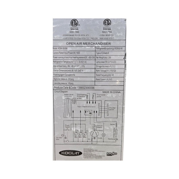 Kool-It - KOM-36XBK - Refrigerated Merchandiser - Open Air