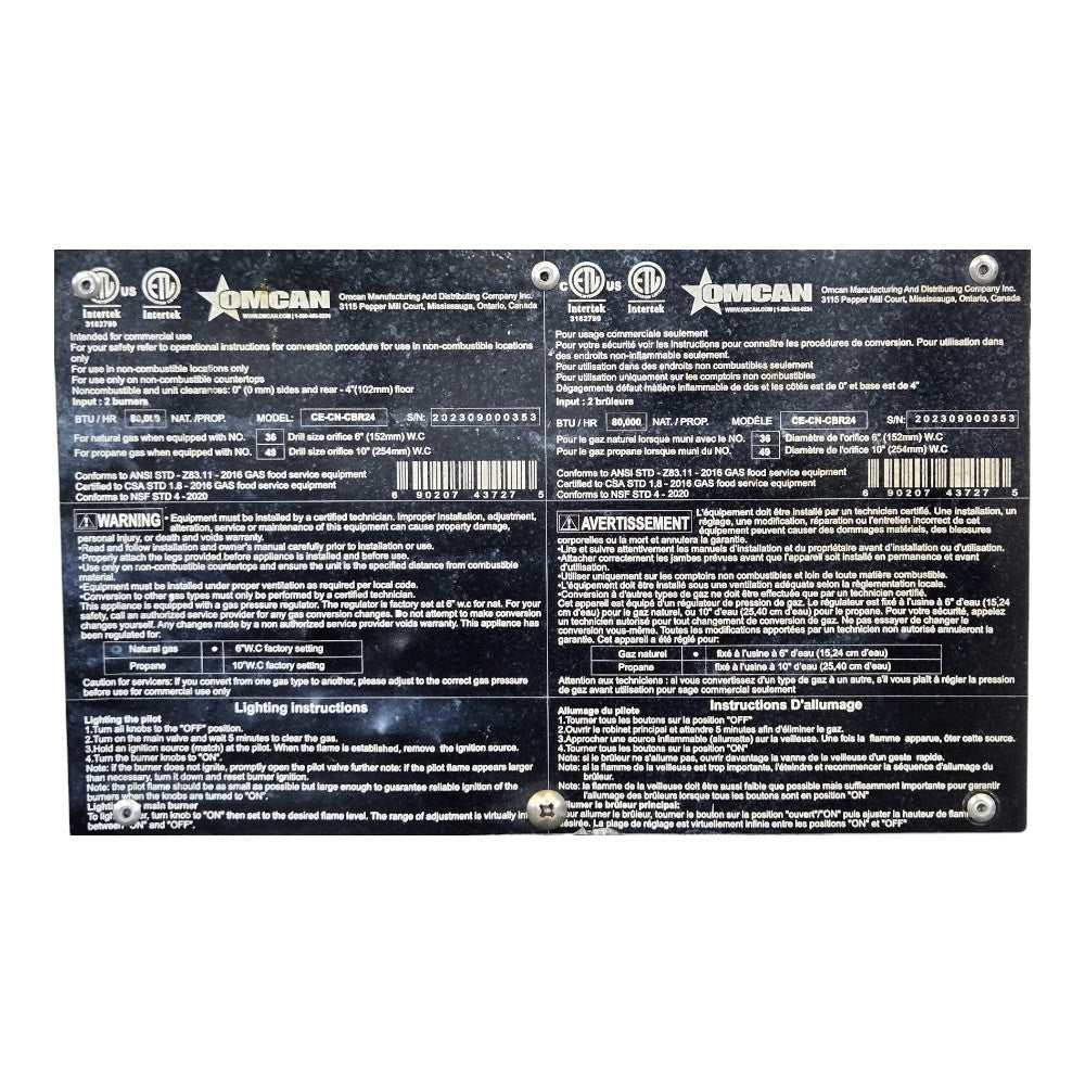 Omcan CE-CN-CBR24 Charbroiler - Natural Gas - Cosmetic Damage