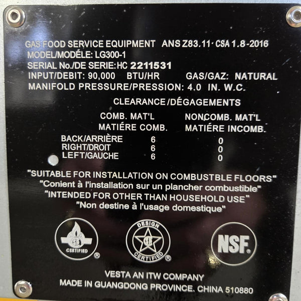 Vulcan LG300-1 - Natural Gas