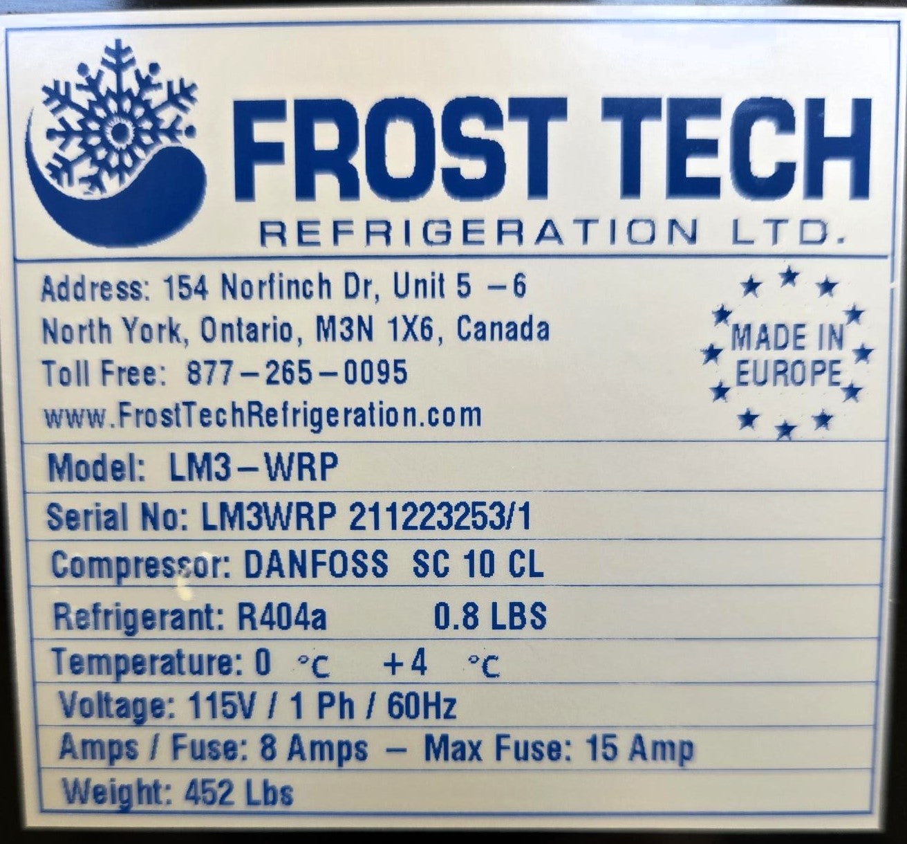 Frost Tech LM3-WRP Refrigerated Bakery Display Case