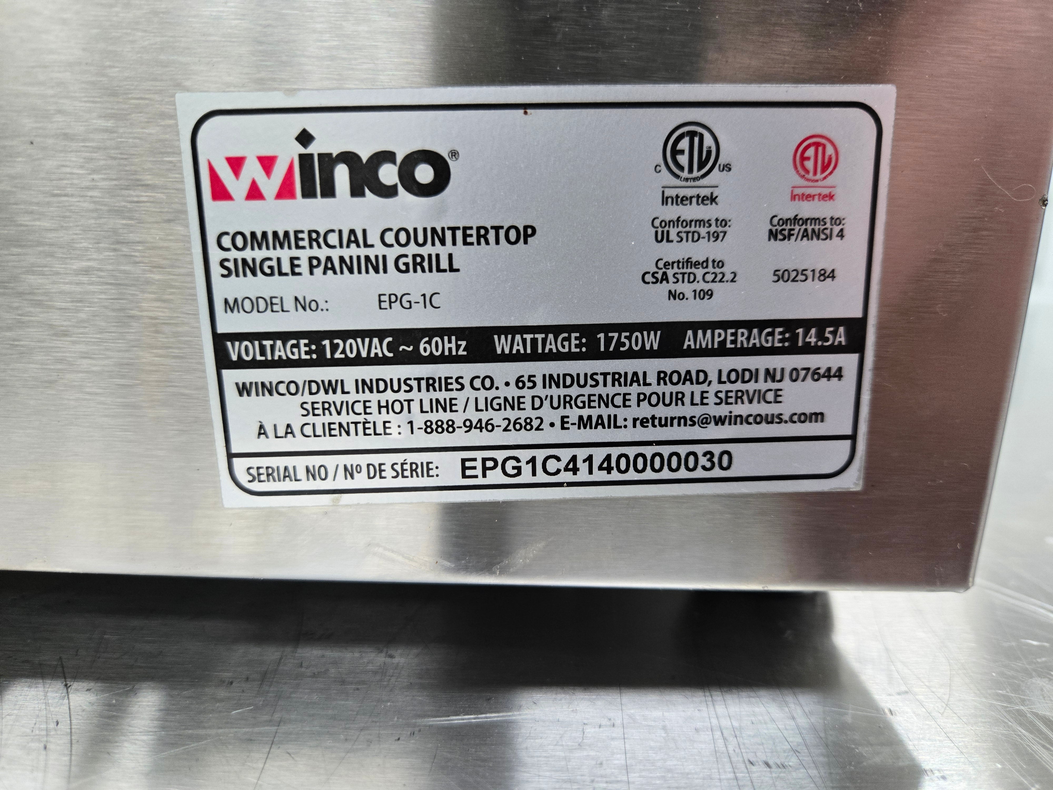 Winco EPG-1C Ribbed Panini Grill