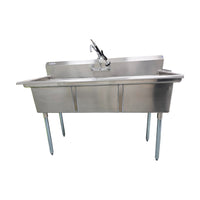 Nella 22114 Three Compartment Sink with Pre Rinse Faucet