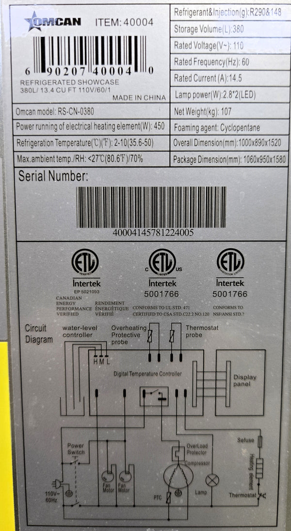 Omcan RS-CN-0380 Refrigerated Showcase