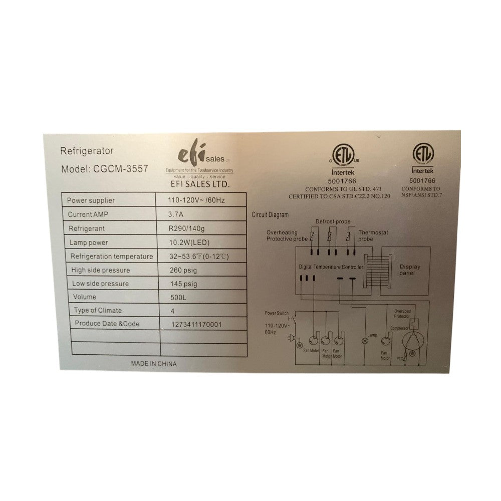 EFI CGCM-3557 Refrigerated Bakery Case