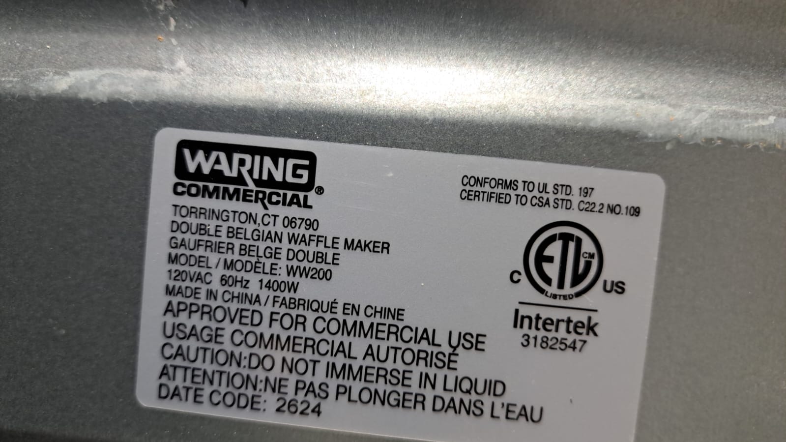 Waring WW200 Waffle Iron