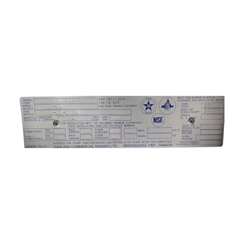 Garland X24-4L Range - 4 Burner - Natural Gas