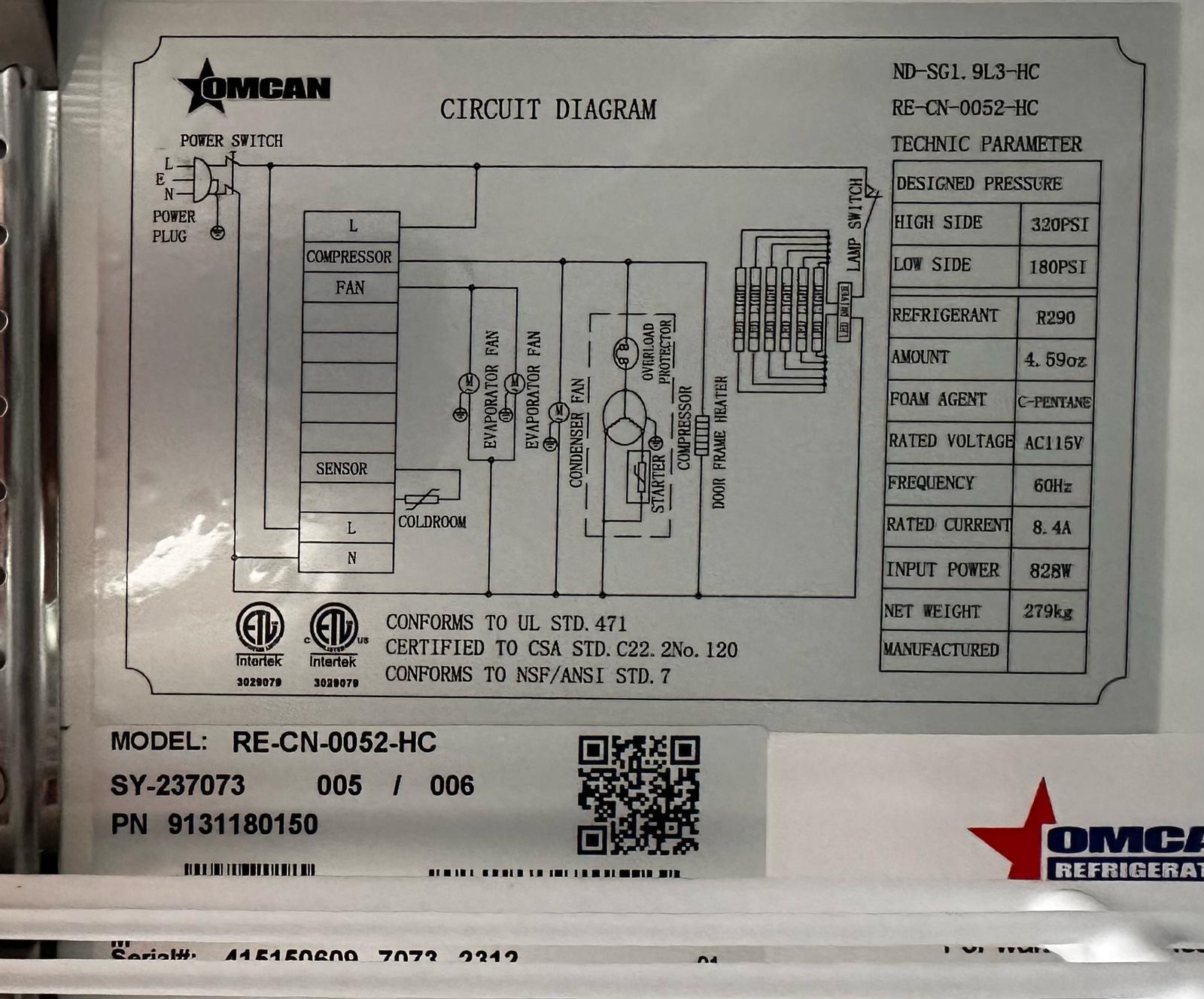 Omcan RE-CN-0052-HC Refrigerator - 3 door