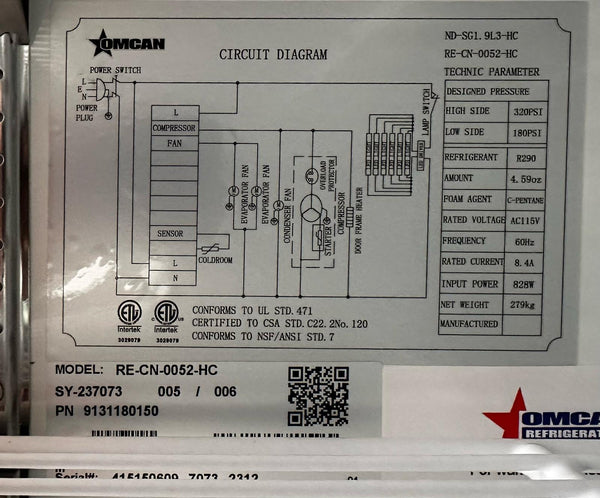 Omcan RE-CN-0052-HC Refrigerator - 3 door