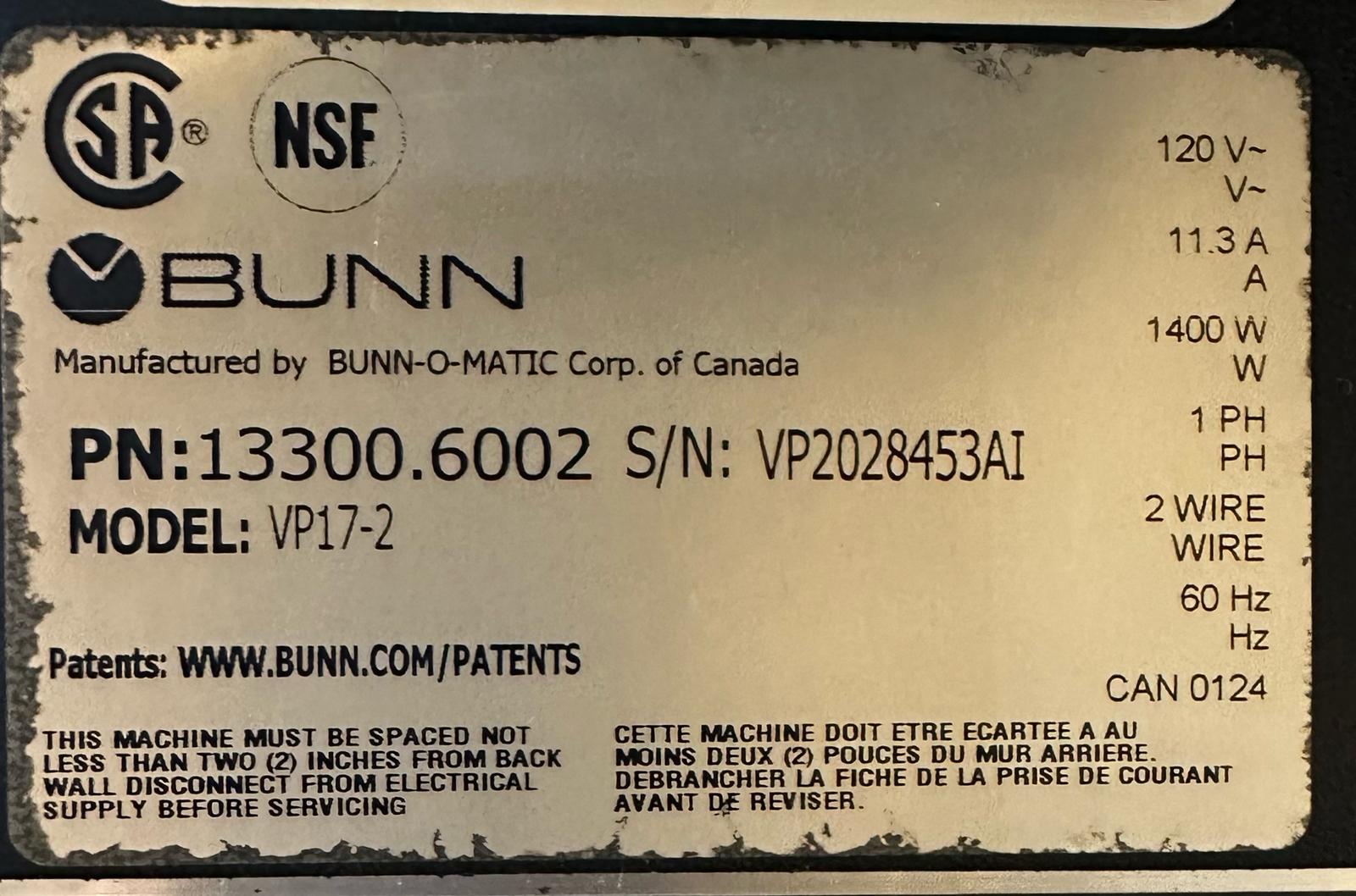 Bunn VP17-2 Coffee Machine 4 Group