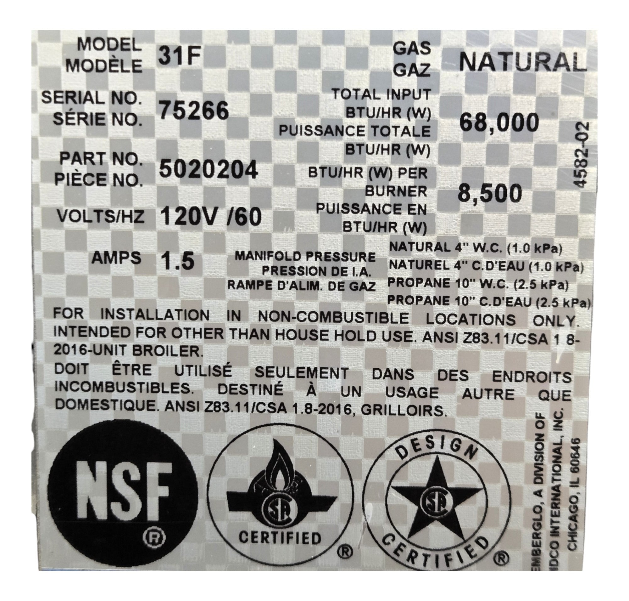 EmberGlo 31F Charbroiler -Natural Gas