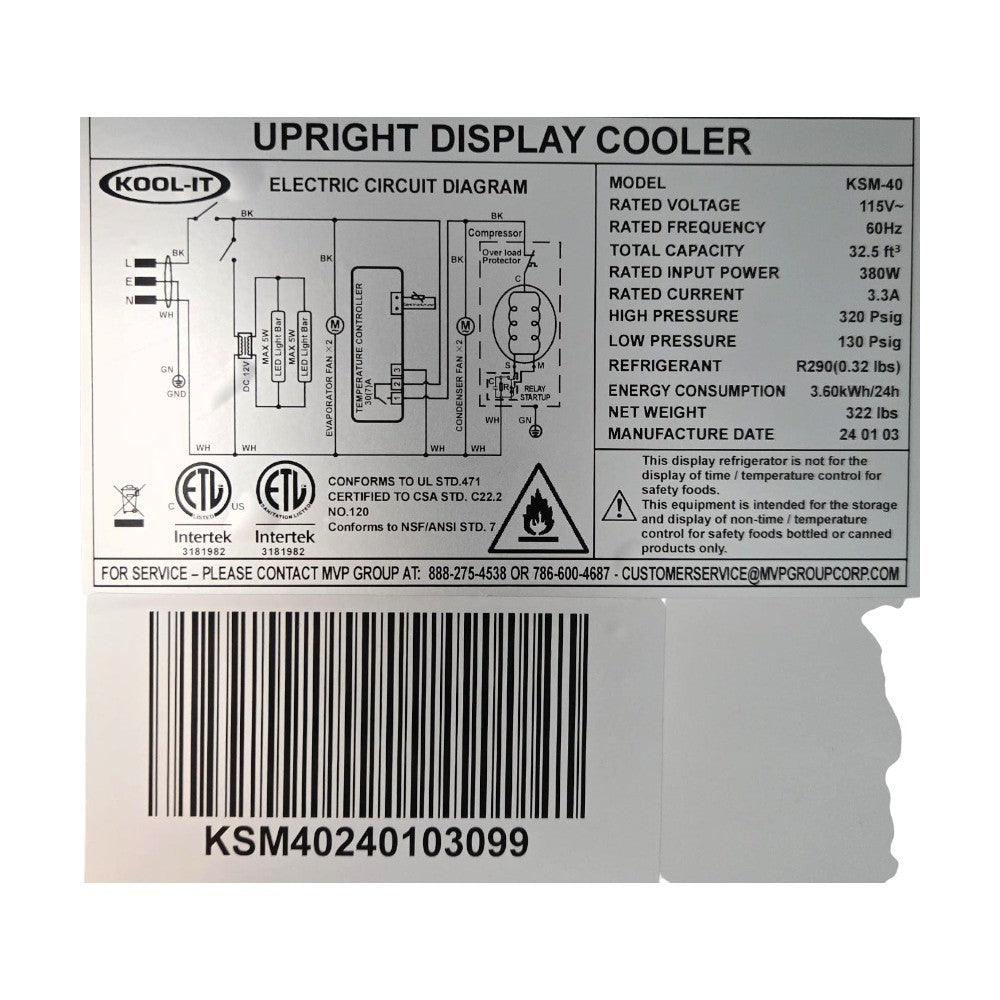 MVP KSM-40 Refrigerated Merchandiser - Minor Scratches